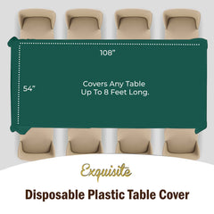 Dark Green Plastic Table Cover | Case of 48 - 54 In. x 108 In.