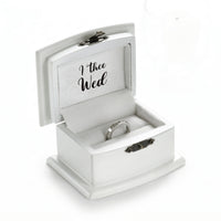 "I Thee Wed" Wedding Ring Bearer Box - Elegant White MDF Keepsake