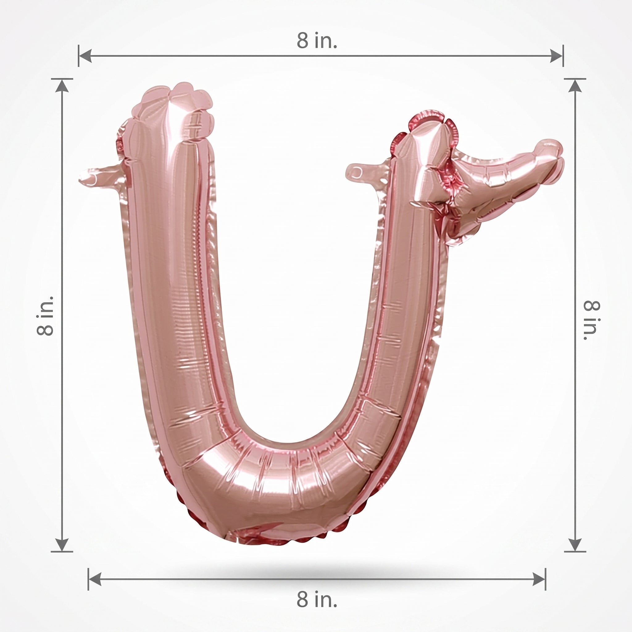 Rose Gold Script Letter U Foil Balloon - 8" Air-Filled