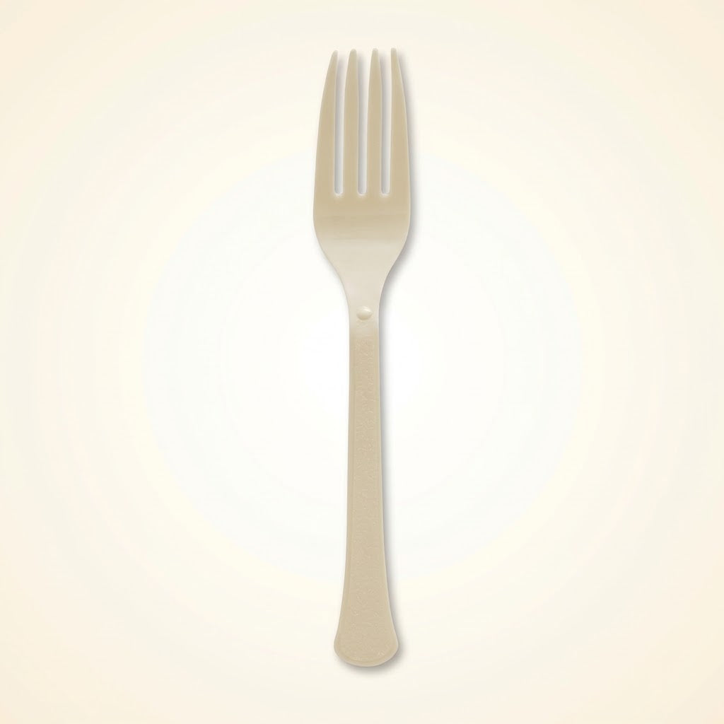 Vanilla Creme Heavyweight Plastic Forks - 7.5 in.