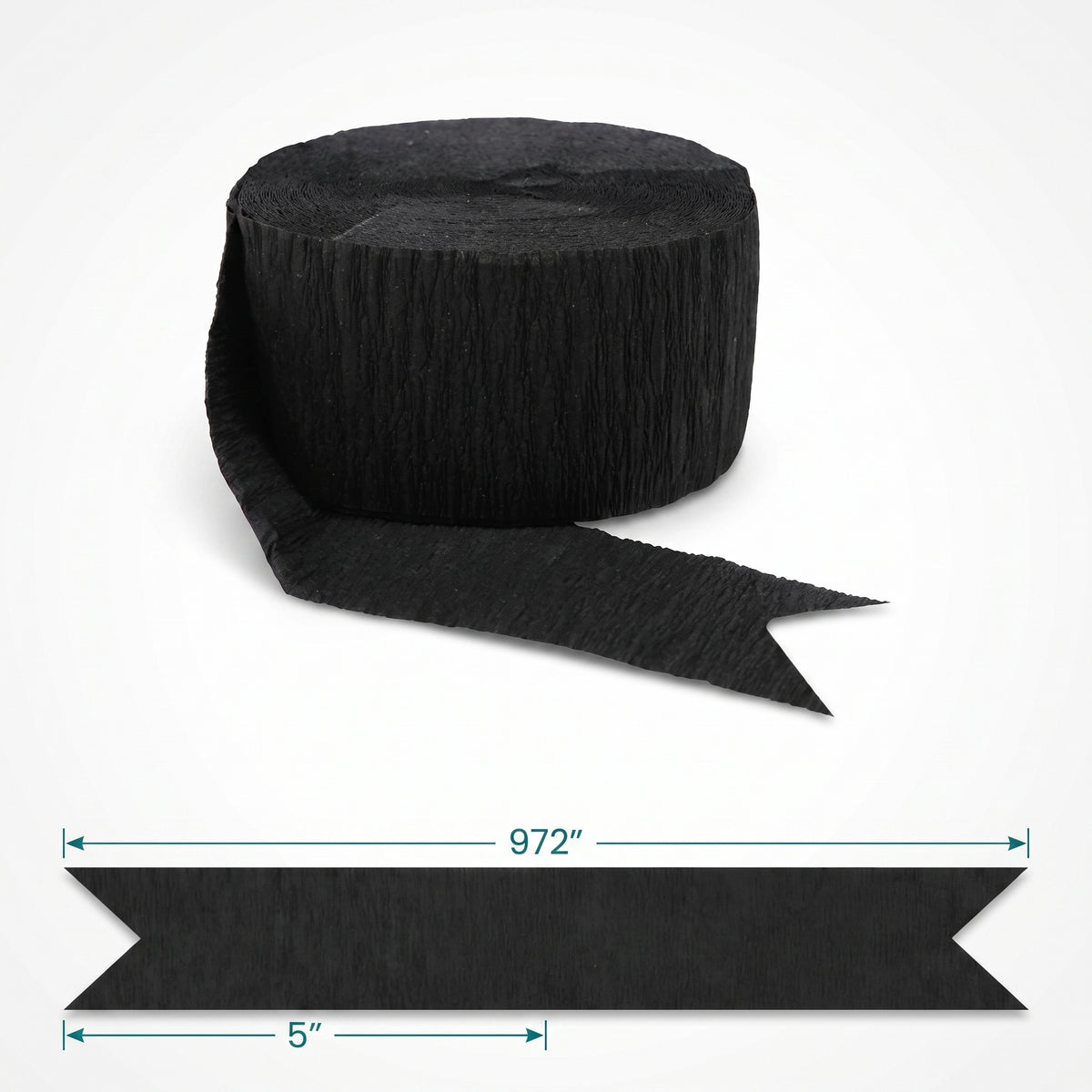 Classic Black Crepe Paper Streamer - 81 Feet