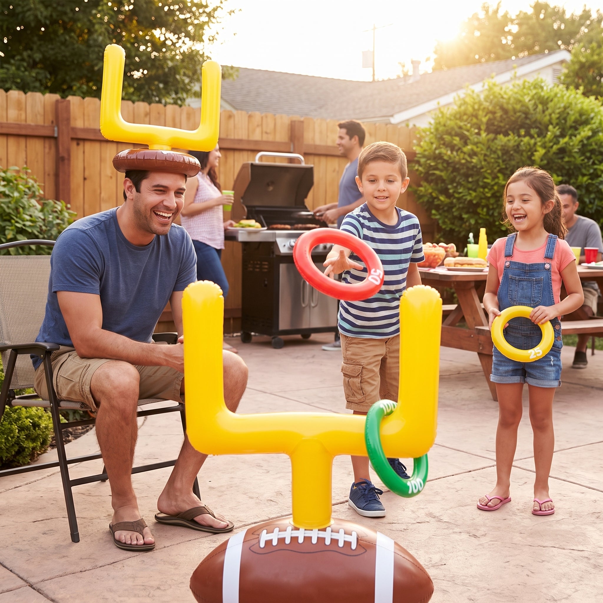 Inflatable Football Ring Toss Game Set - 4 Pack