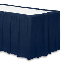 True Navy Plastic Table Skirt - 168" x 29"