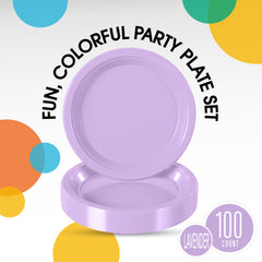 7 In. Lavender Plastic Plates | 100 Count