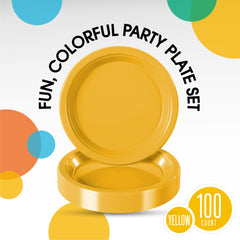 7 In. Yellow Plastic Plates | 100 Count