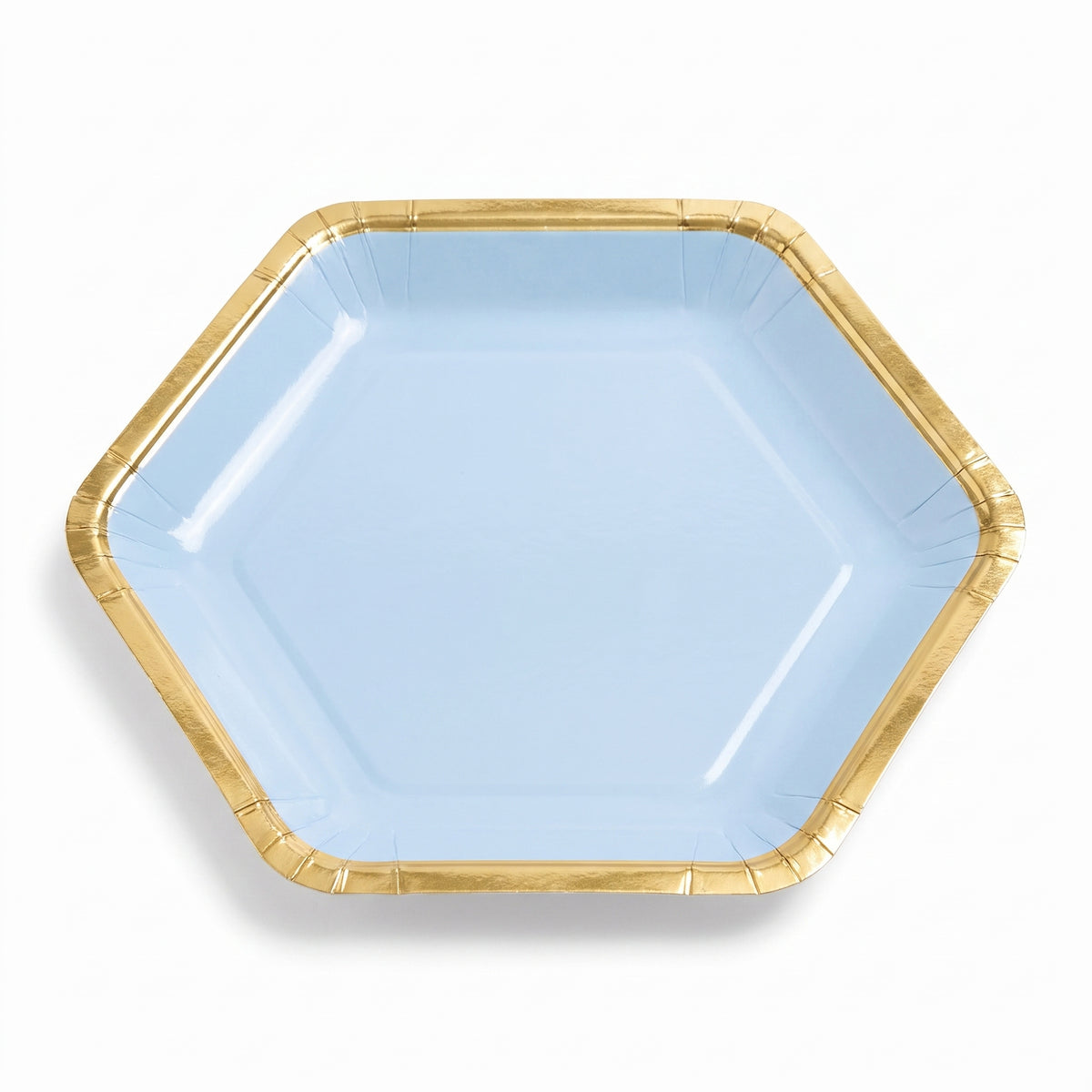 9" Ice Blue Hexagon Metallic Paper Plates