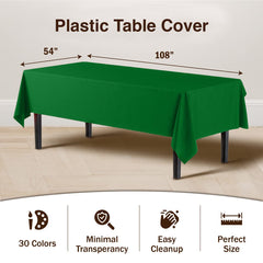 Emerald Green Plastic Table Cover | Case of 48 - 54 In. x 108 In.