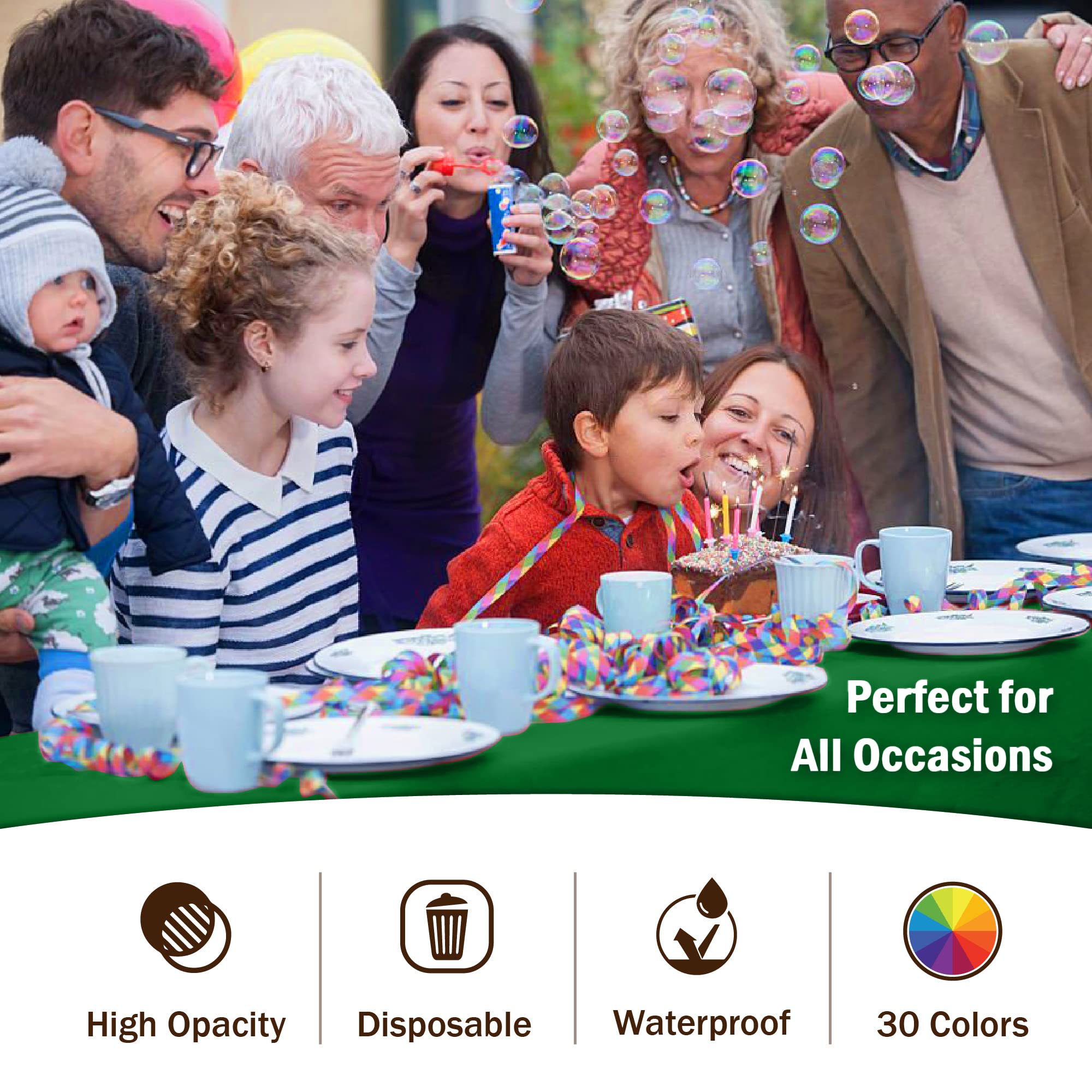 Emerald Green Plastic Table Covers | 6 Pack - 54 In. x 108 In.