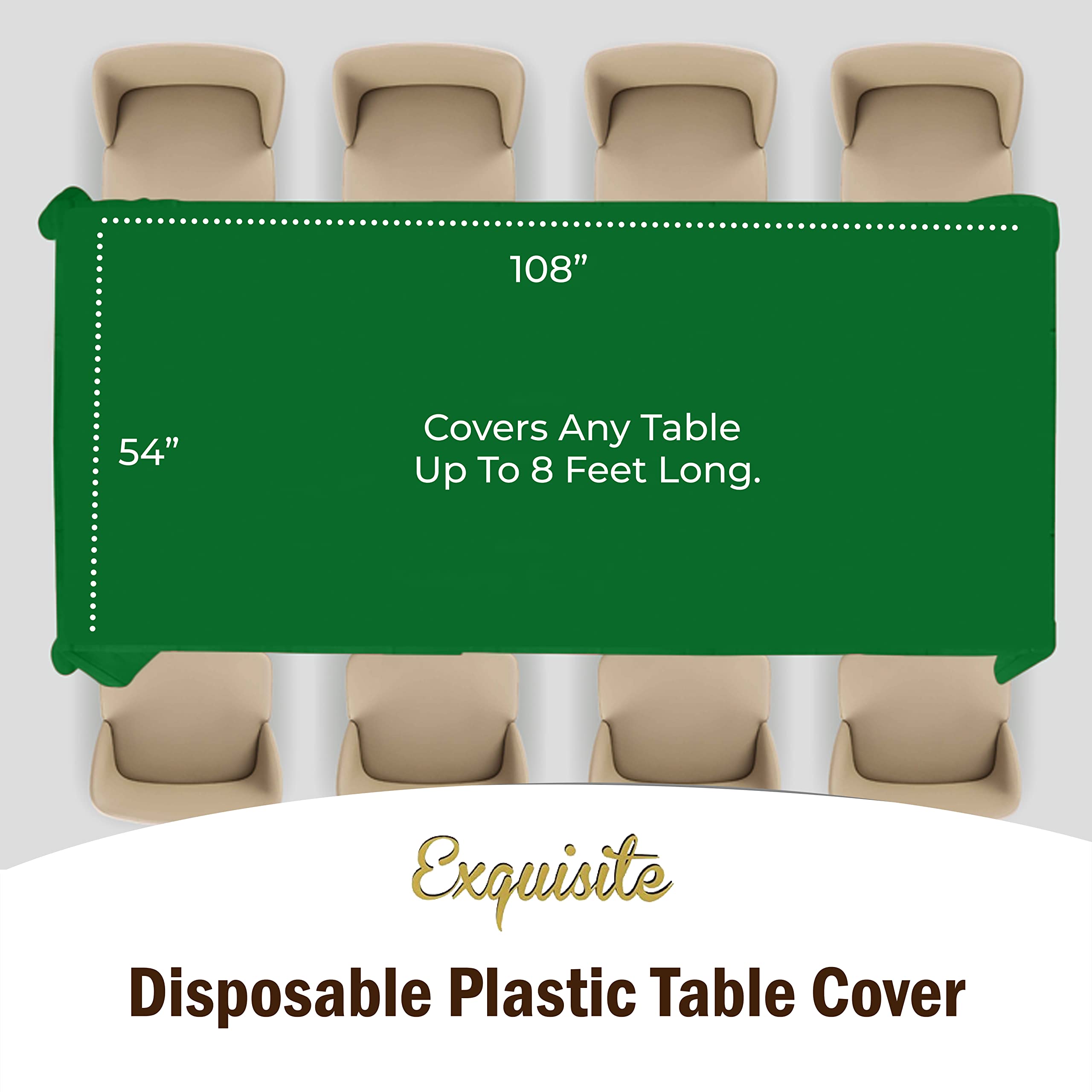 Emerald Green Plastic Table Covers | 12 Pack - 54 In. x 108 In.
