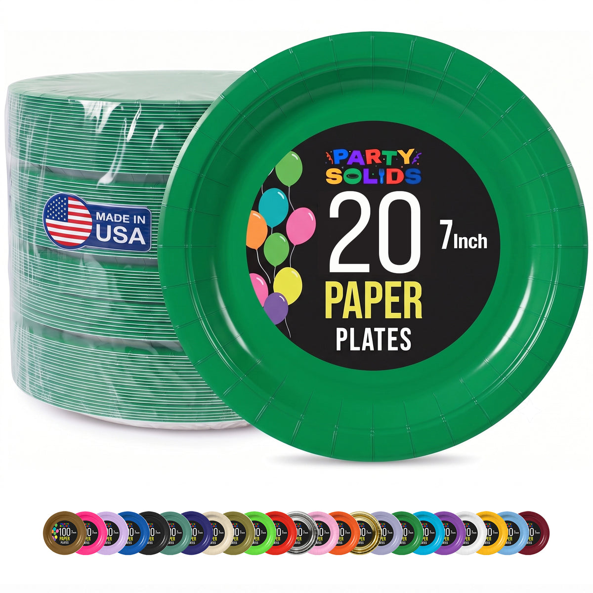 7 In. Emerald Green Paper Plates - 20 Ct.