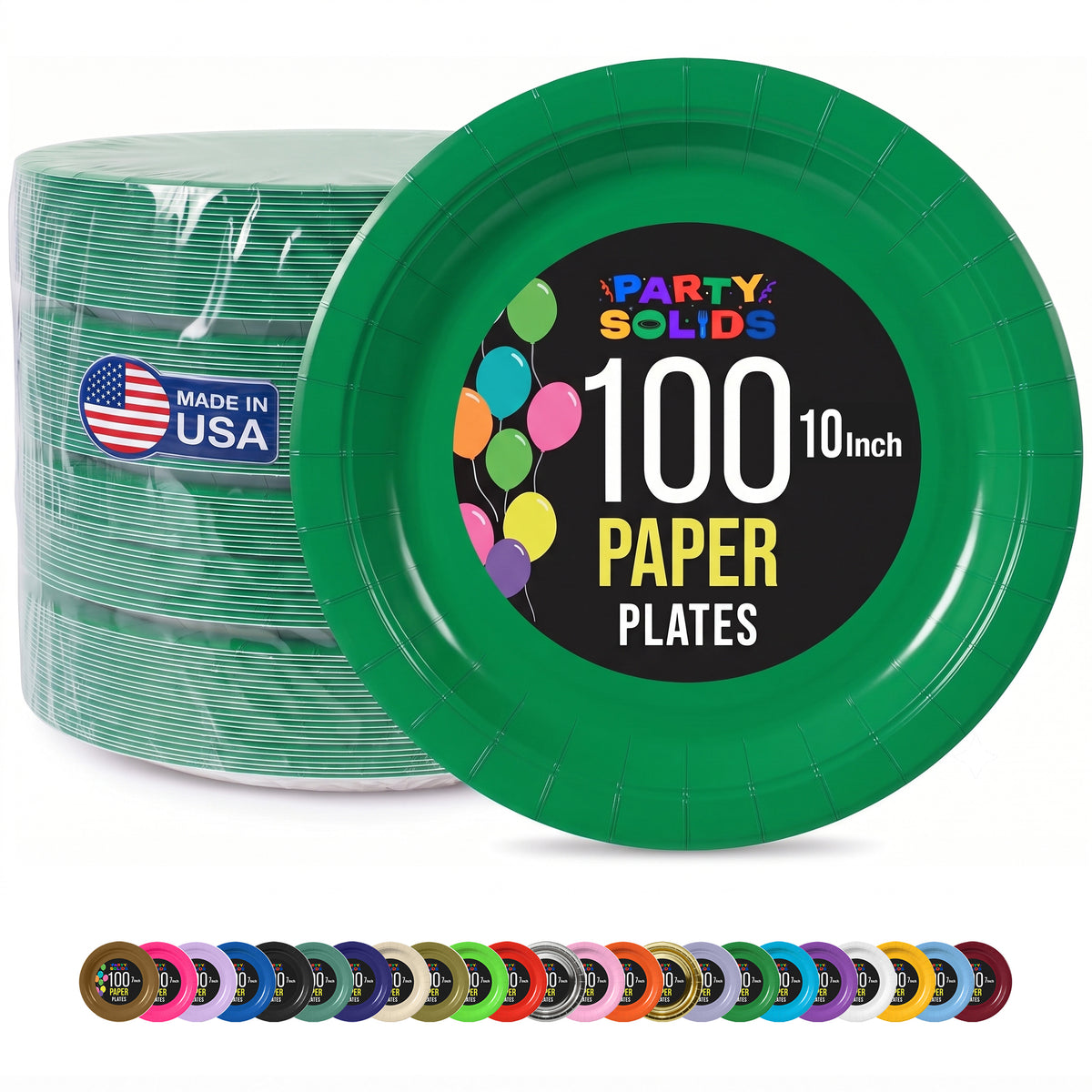 10 in. Emerald Green Paper Plates | 100 Count