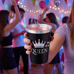 Internet Famous "Queen" Metallic Favor Cup, 16 oz