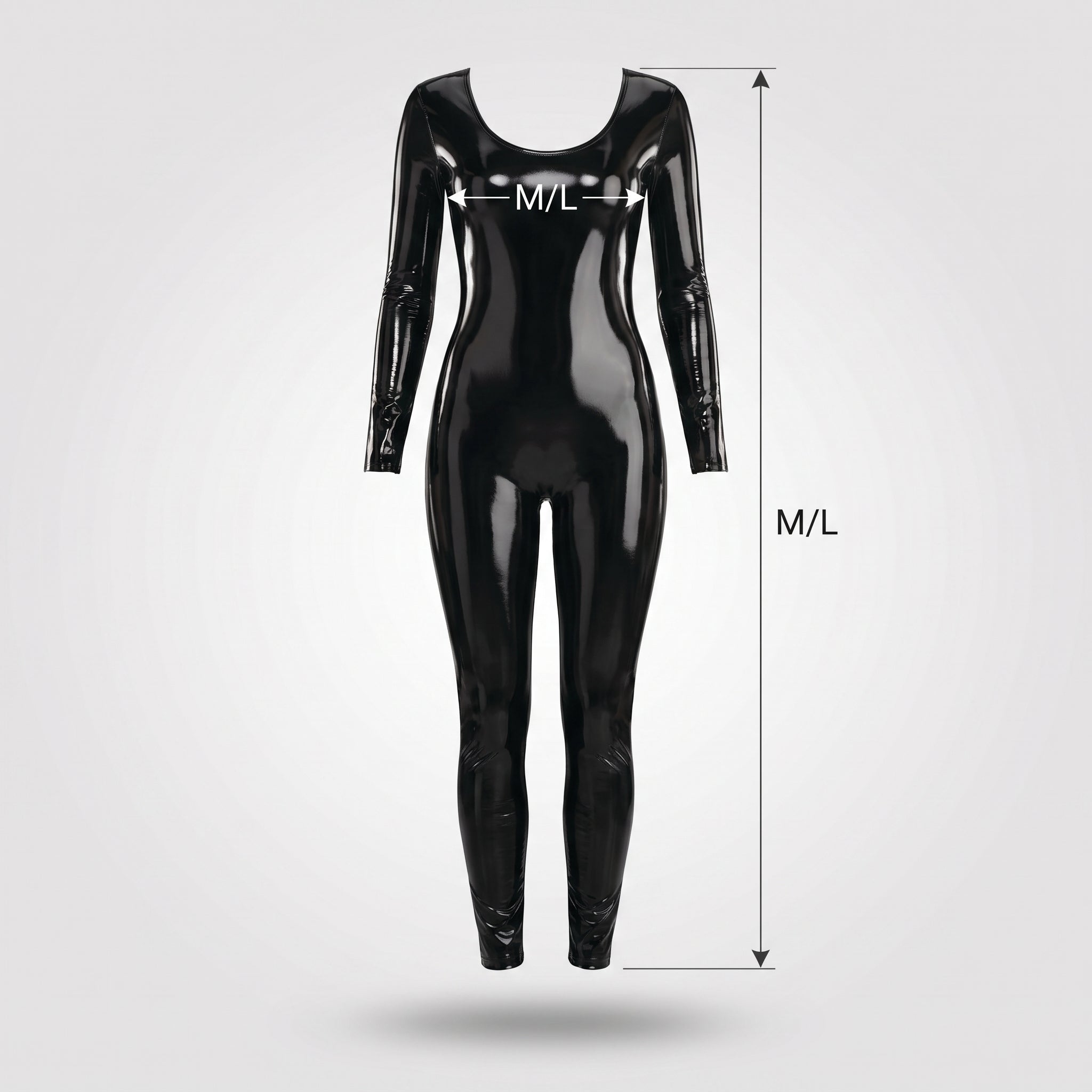 Sleek Black Liquid Catsuit for Adults - M/L