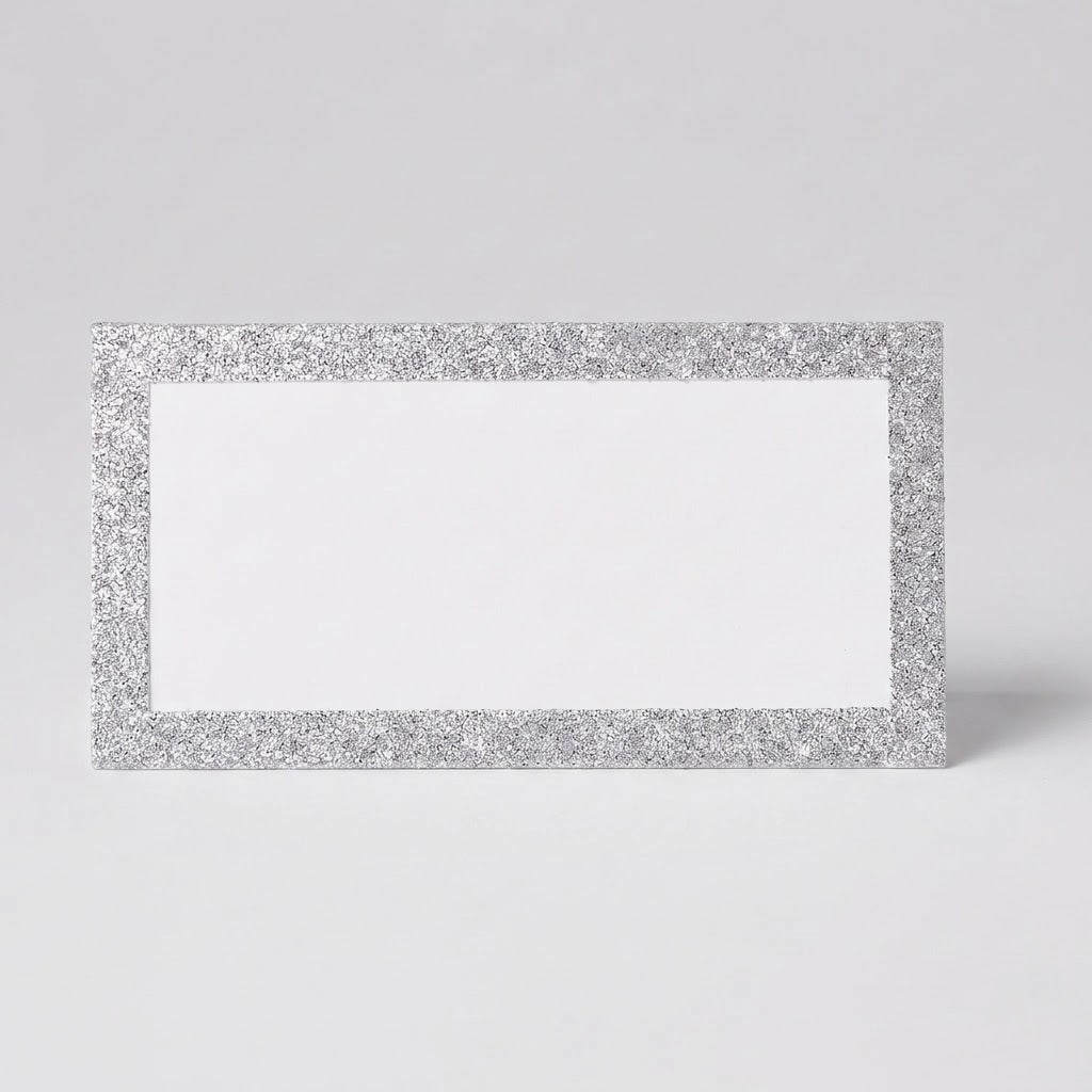 Elegant Silver Glitter Place Cards - Pack of 50