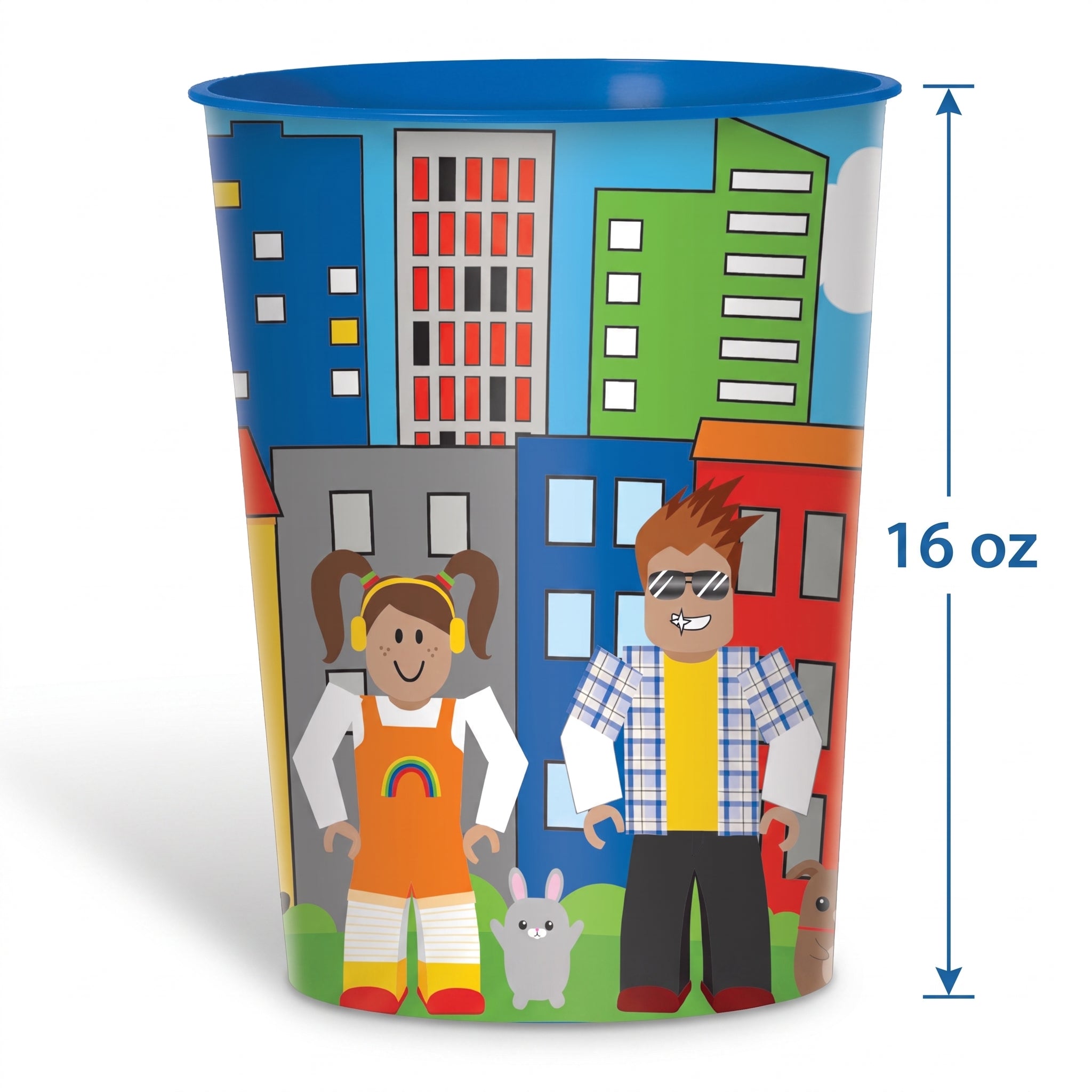 Party Town Reusable Favor Cup, 16 oz - Colorful City Design