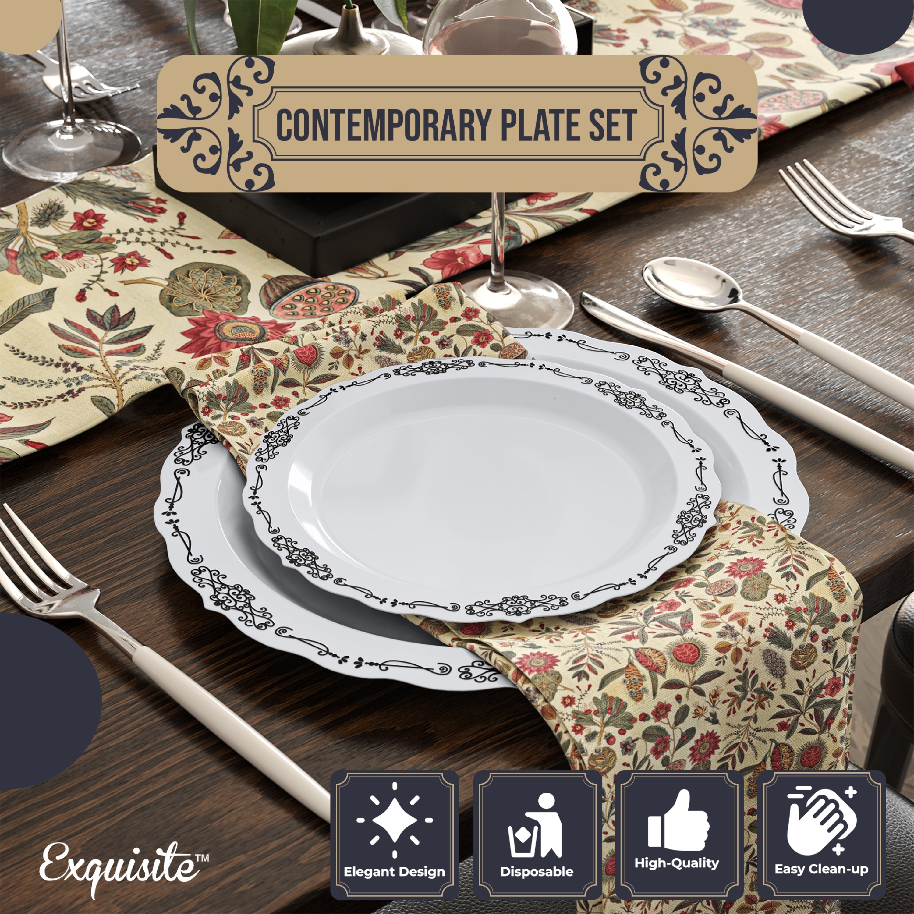 White/Black Victorian Combo Set | Service for 160