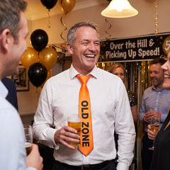 Over the Hill "Old Zone" Construction Tape Novelty Neck Tie