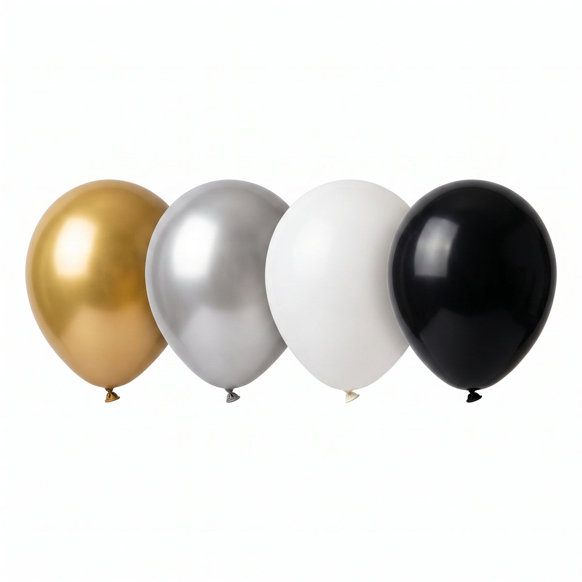 Luxe 5" Latex Balloon Assortment - Gold, Silver, White, Black (25 Pack)