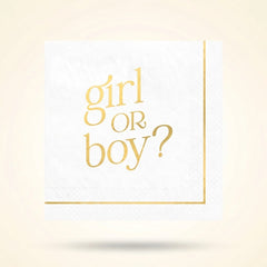 Gold "Girl or Boy?" Gender Reveal Beverage Napkins - 16ct - 5 In. X 5 In.