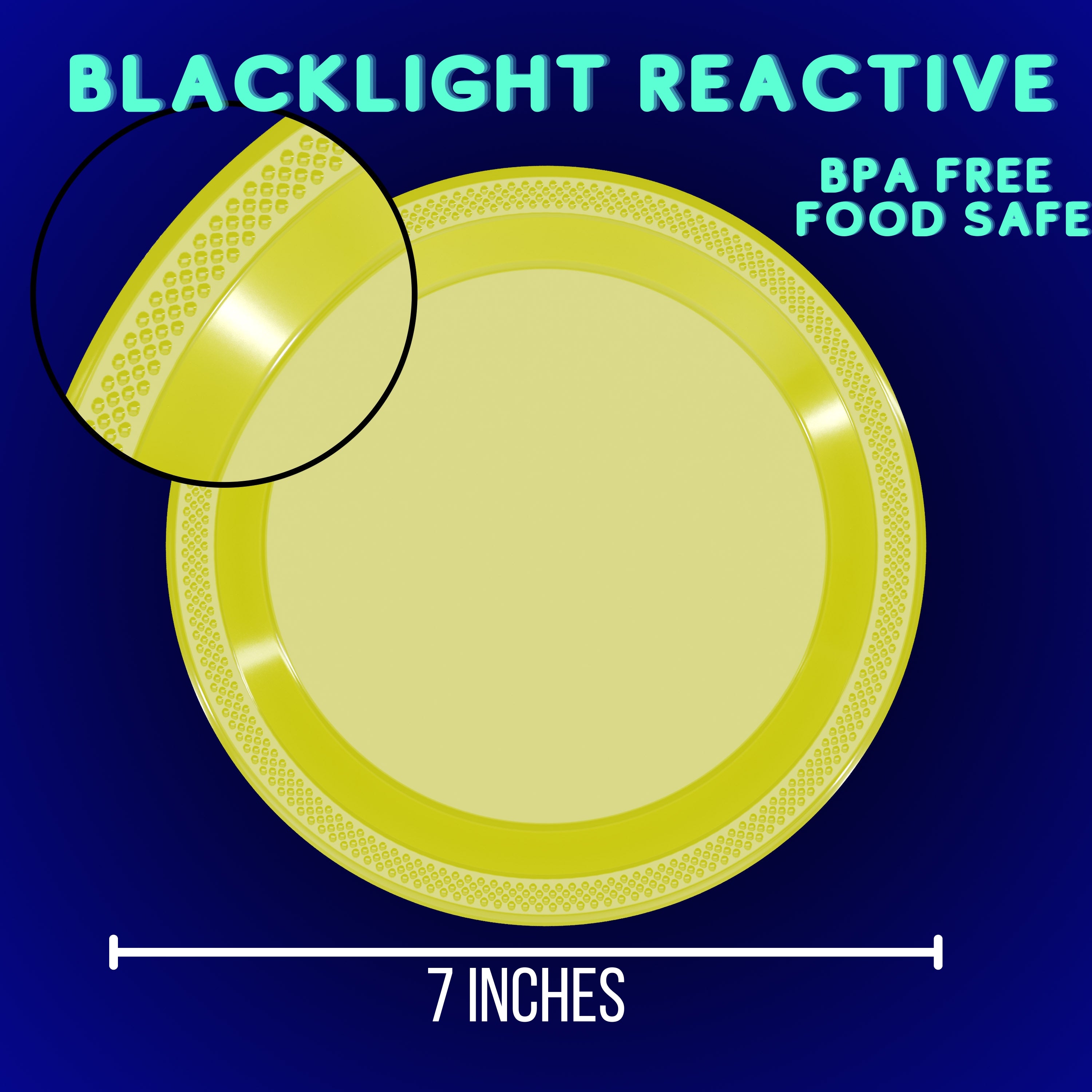 Unleashed - 7 In. Neon Assorted Color Plastic Plates - 60 Ct.