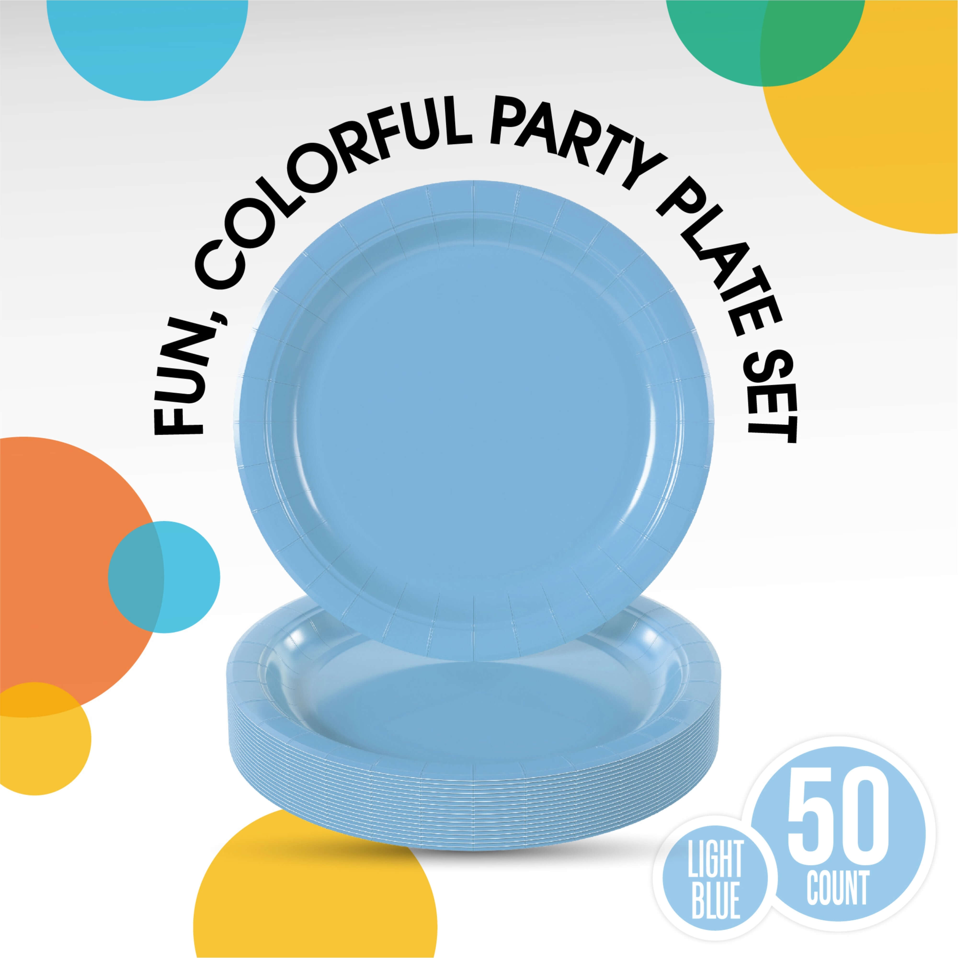 7 In. Light Blue Paper Plates - 50 Ct.