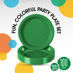 7 In. Emerald Green Plastic Plates | 100 Count