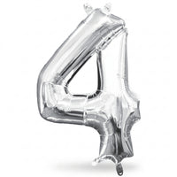 Silver Number 4 Foil Balloon