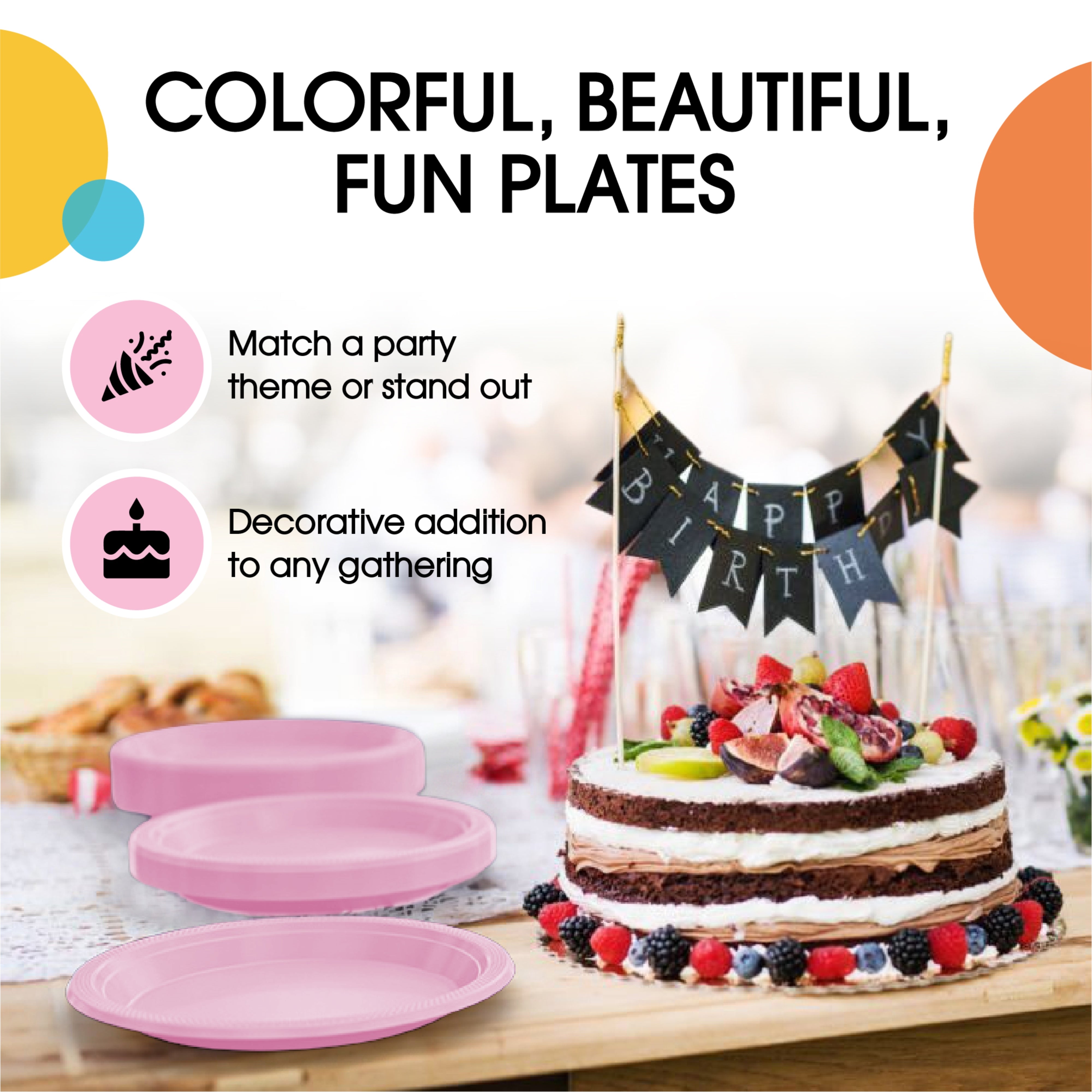 10 In. Pink Plastic Plates | 100 Count