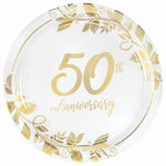 Elegant 50th Anniversary Metallic Paper Plates - 10.5