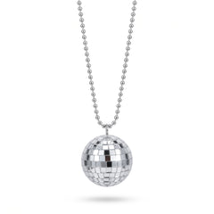 Silver Disco Ball Necklace Set - 6 Pack