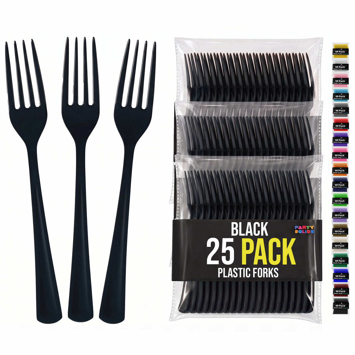Black Plastic Forks | 25 Count