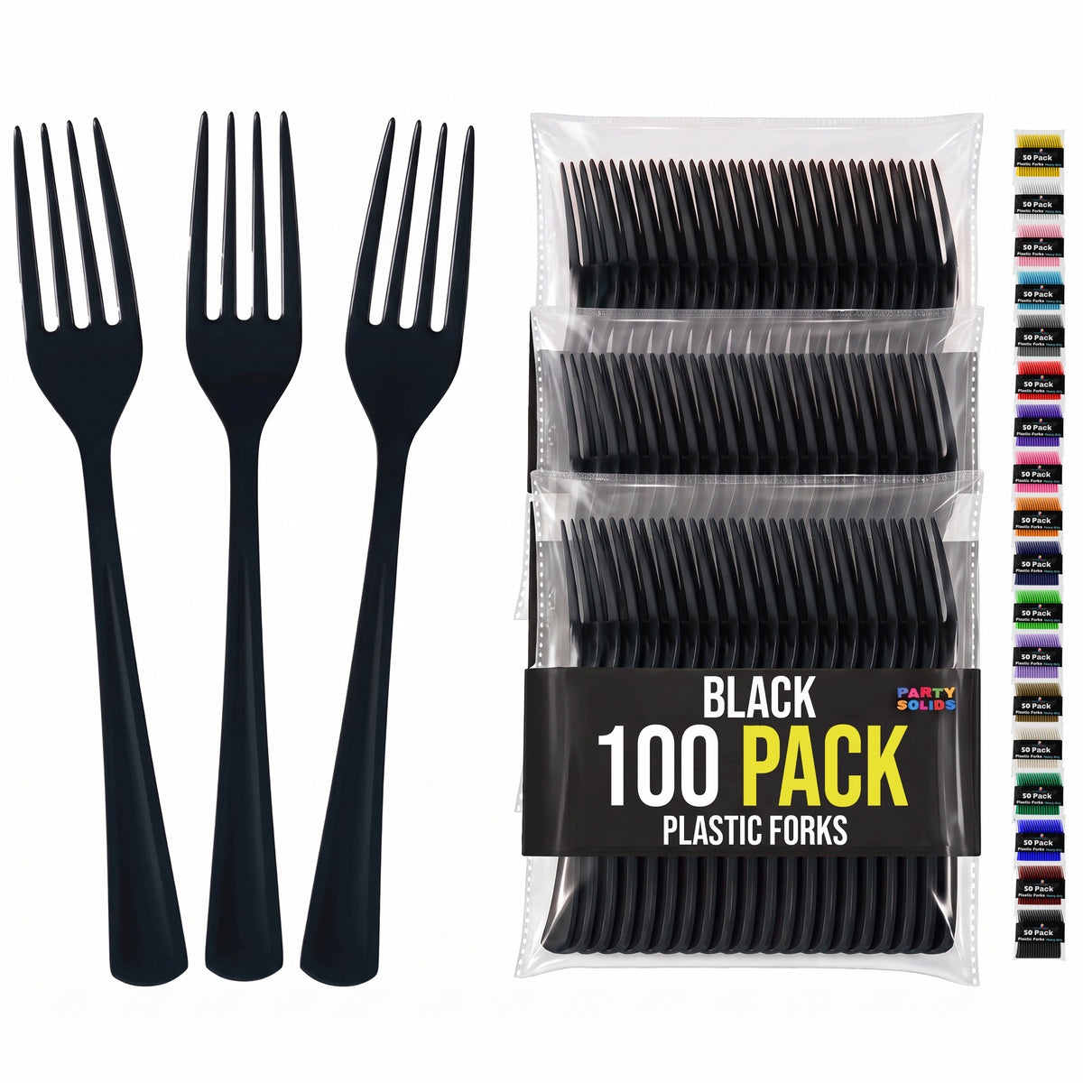 Heavy Duty Black Plastic Forks | 7.5 in. | 100 Count