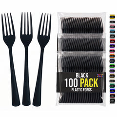 Heavy Duty Black Plastic Forks | 7.5 in. | 100 Count