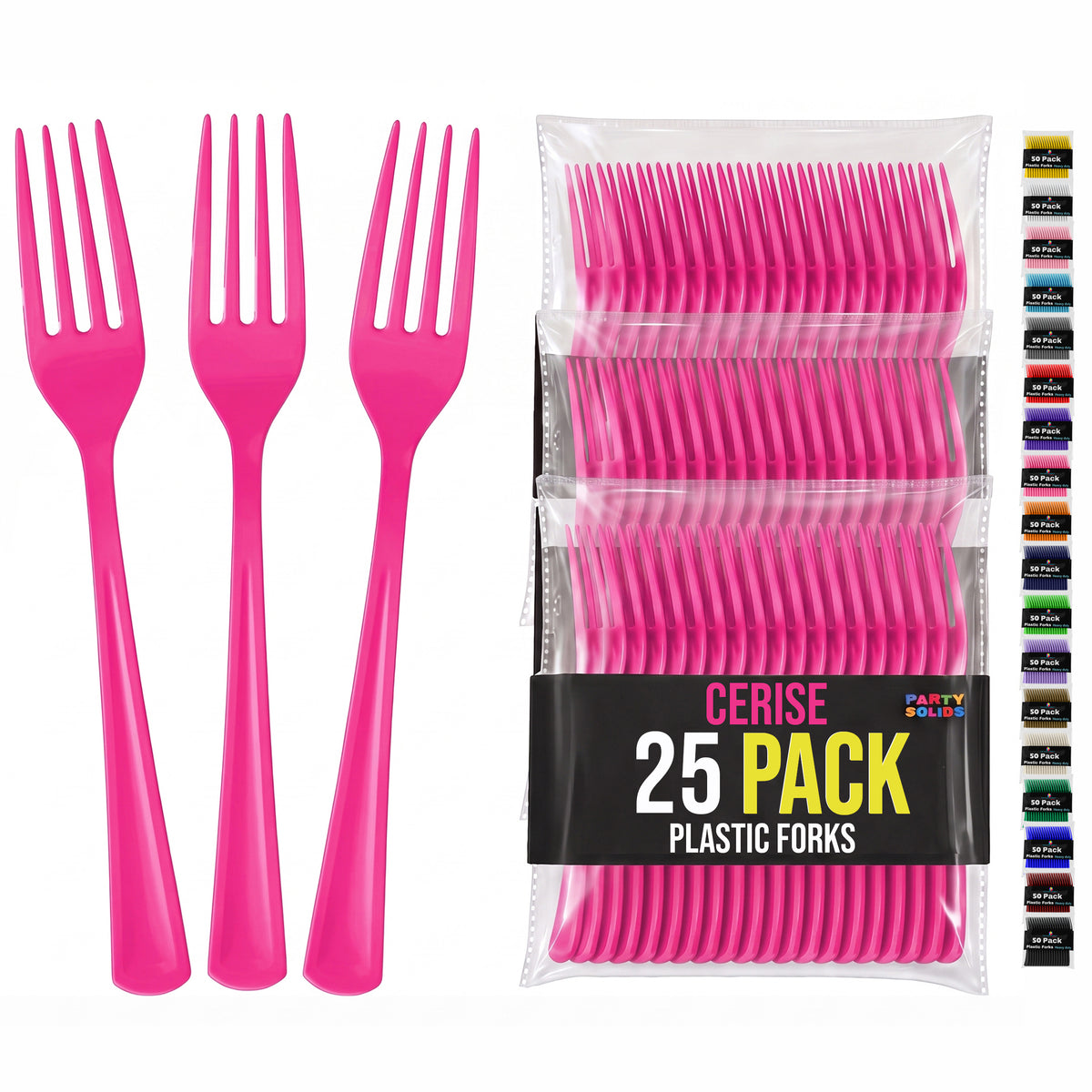 Cerise Plastic Forks | 25 Count