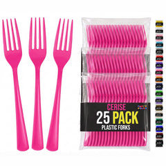 Cerise Plastic Forks | 25 Count