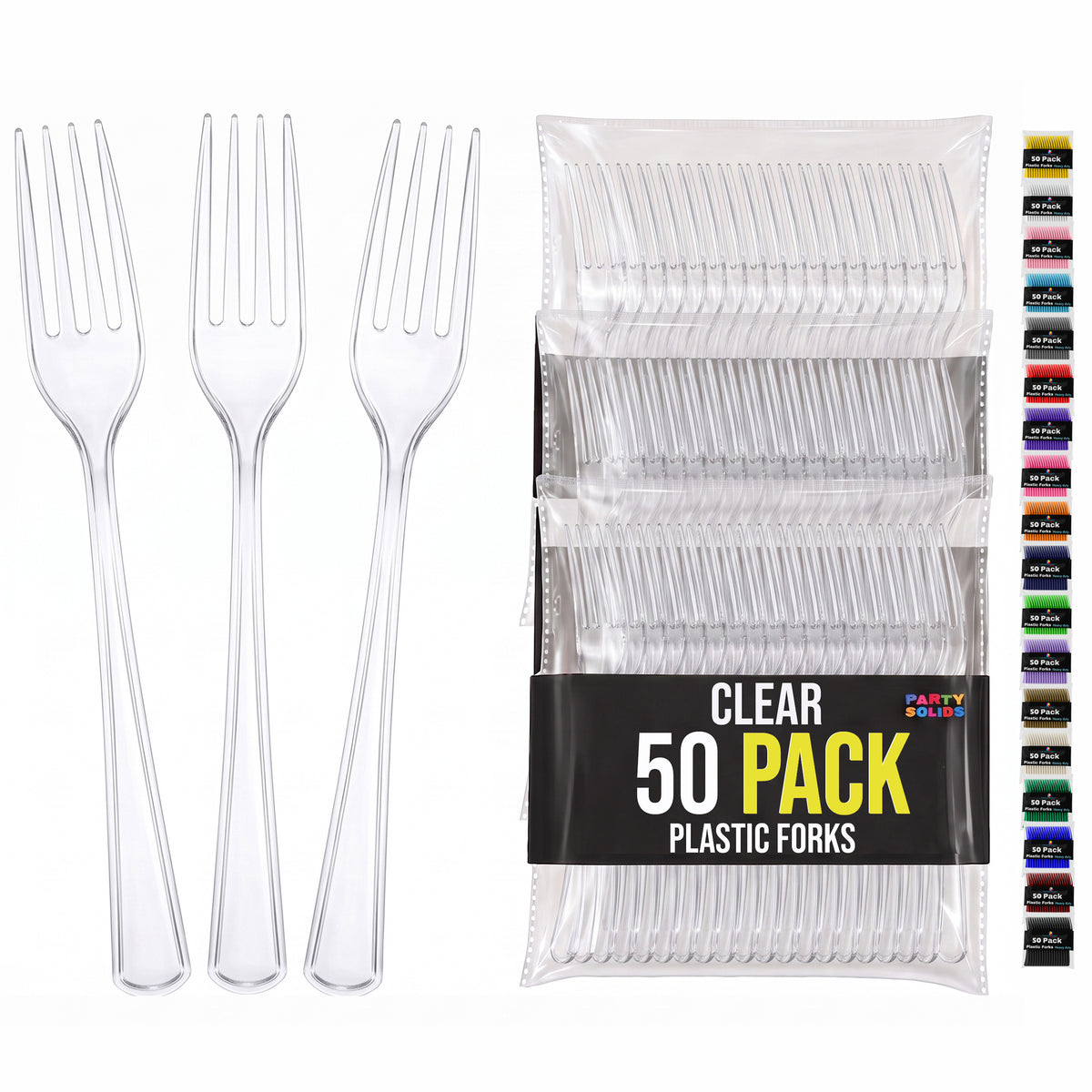 Heavy Duty Clear Plastic Forks | 7.5 in. | 50 Count