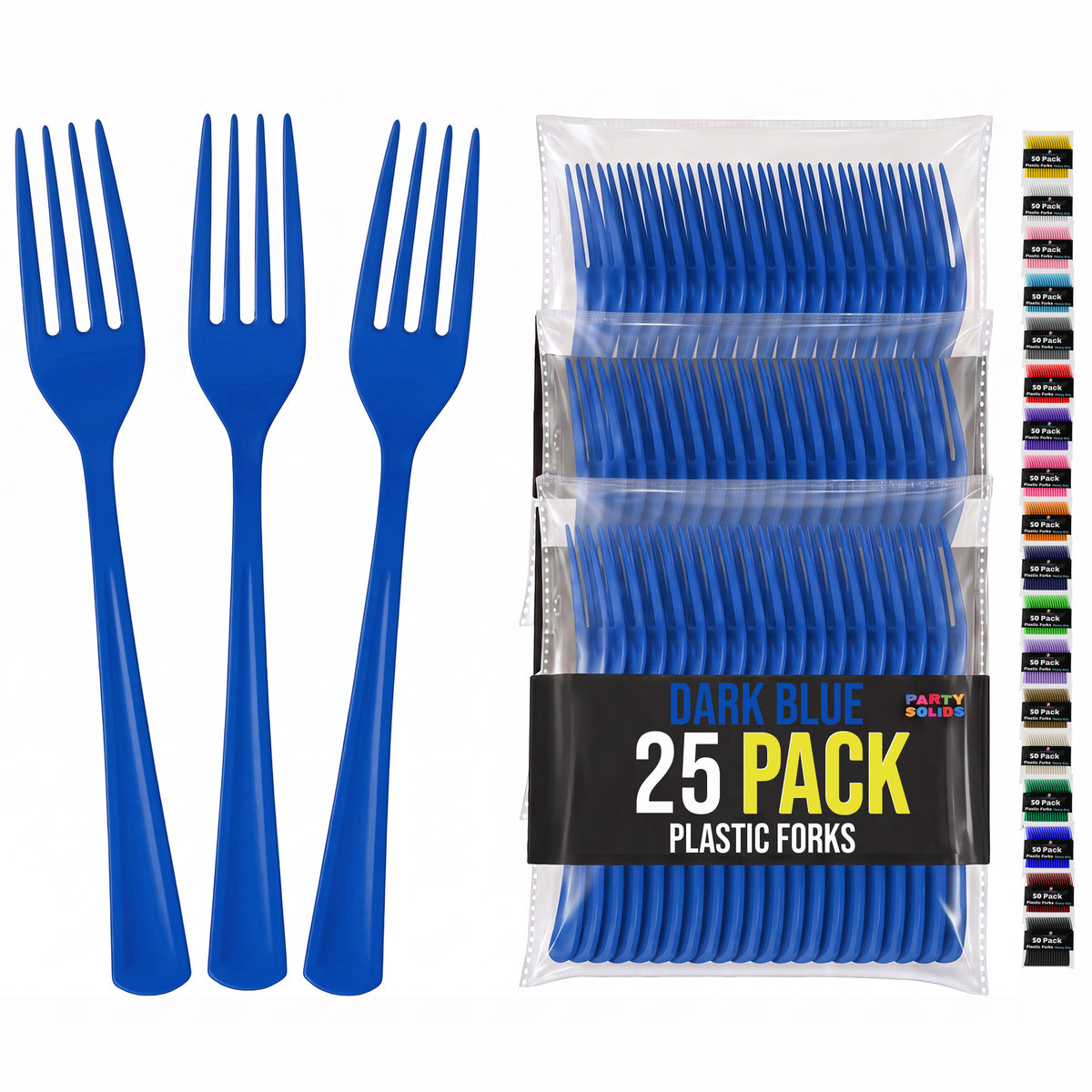 Dark Blue Plastic Forks | 25 Count