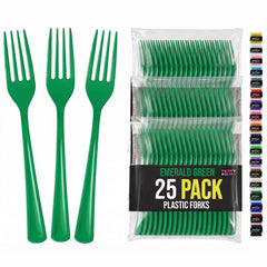 Emerald Plastic Forks | 25 Count