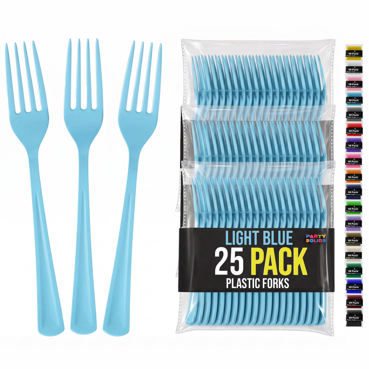 Light Blue Plastic Forks | 25 Count