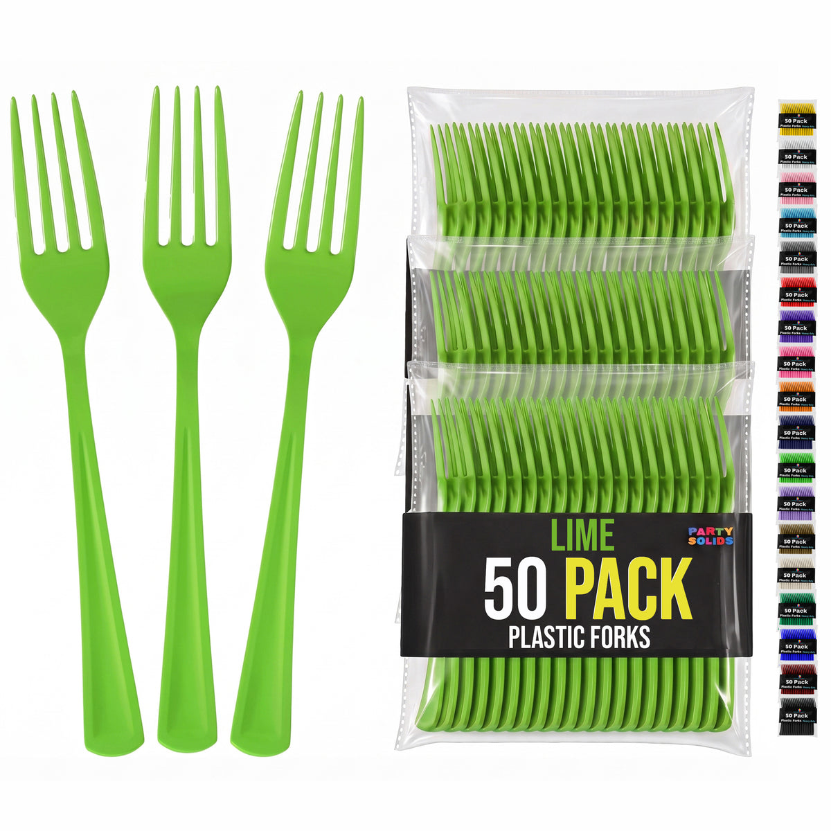 Heavy Duty Lime Green Plastic Forks | 7.5 in. | 50 Count
