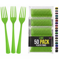 Heavy Duty Lime Green Plastic Forks | 7.5 in. | 50 Count