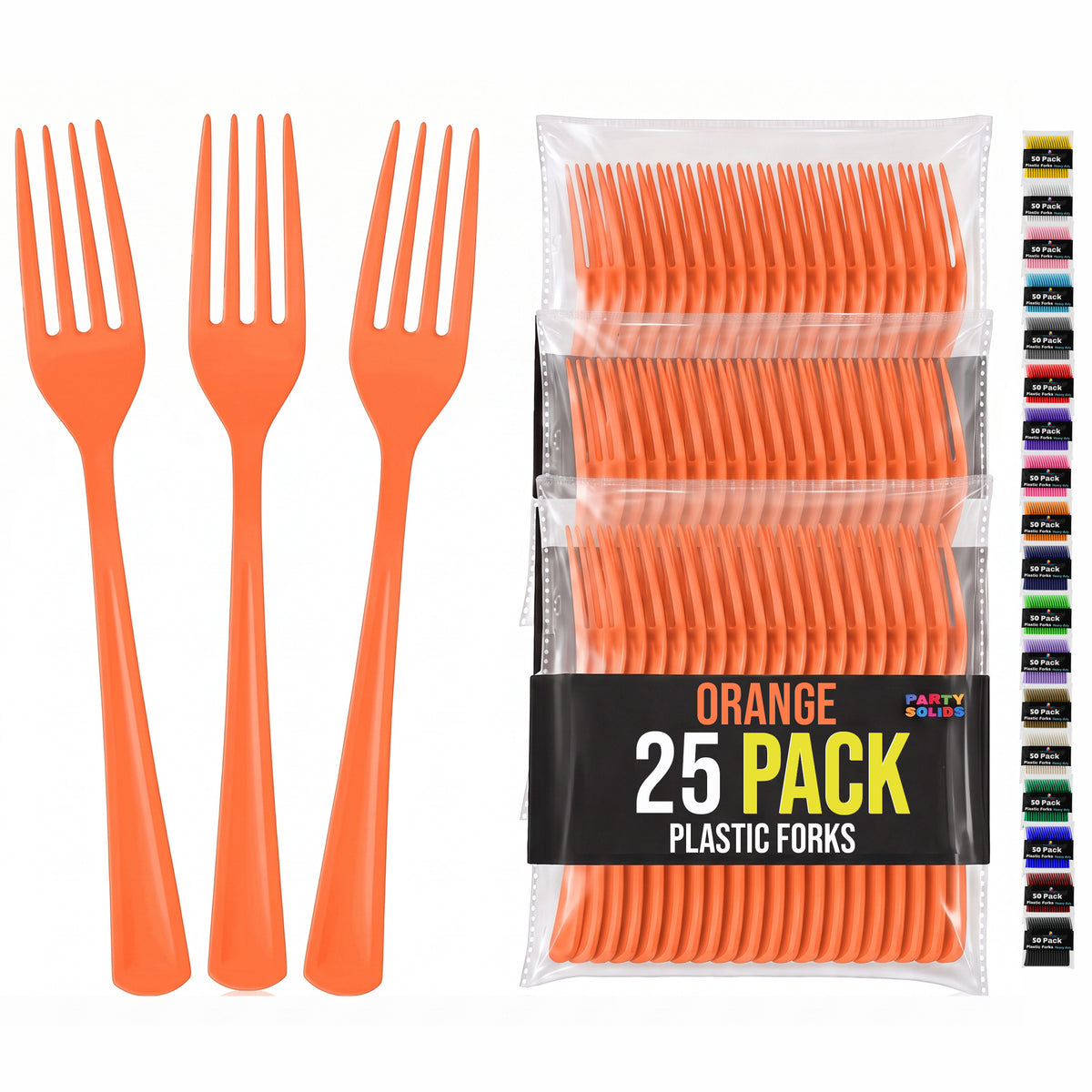Orange Plastic Forks | 25 Count