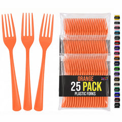 Orange Plastic Forks | 25 Count