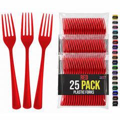 Red Plastic Forks | 25 Count
