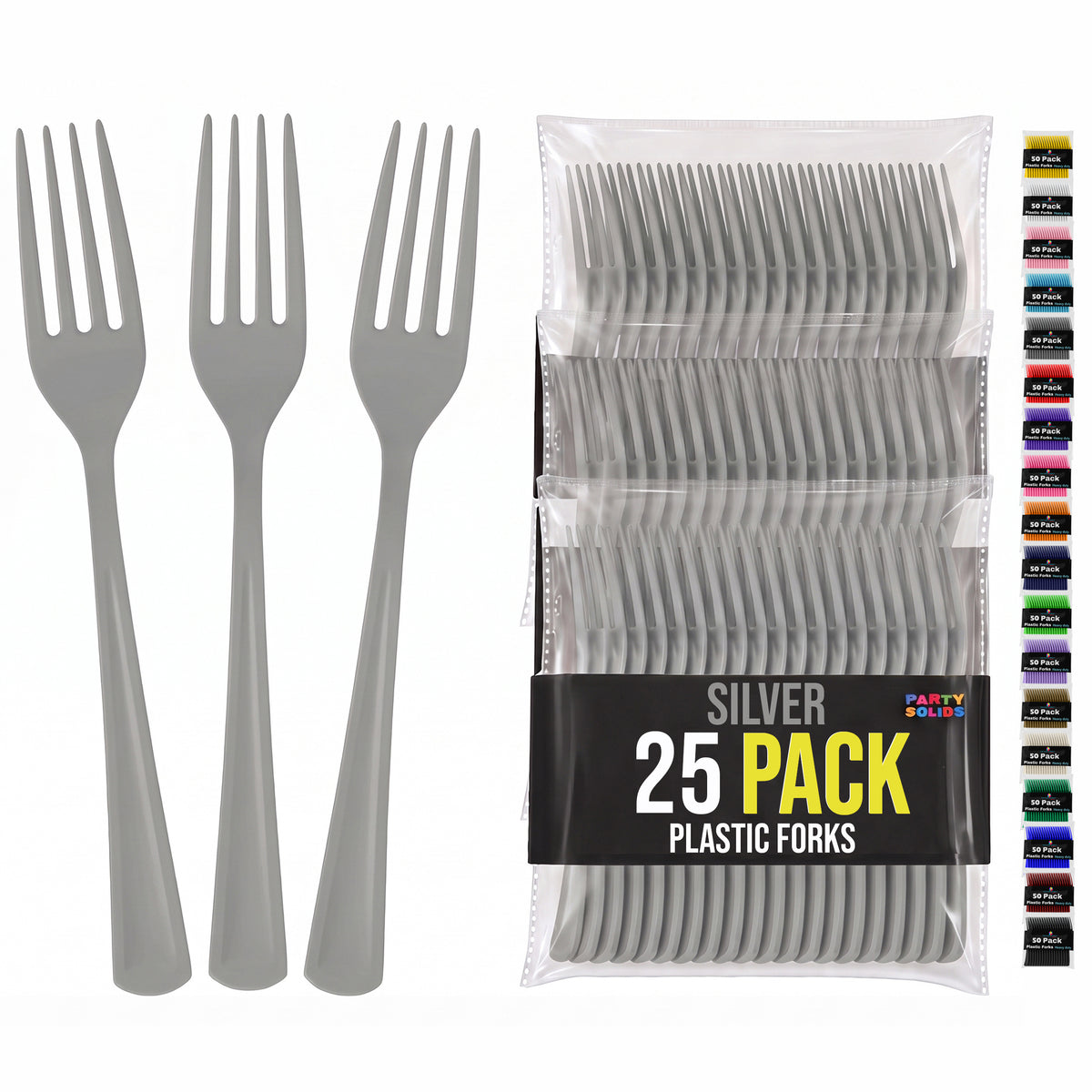 Silver Plastic Forks | 25 Count