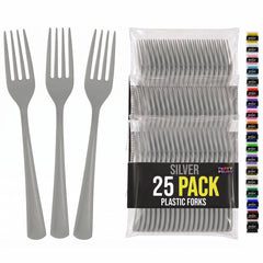 Silver Plastic Forks | 25 Count
