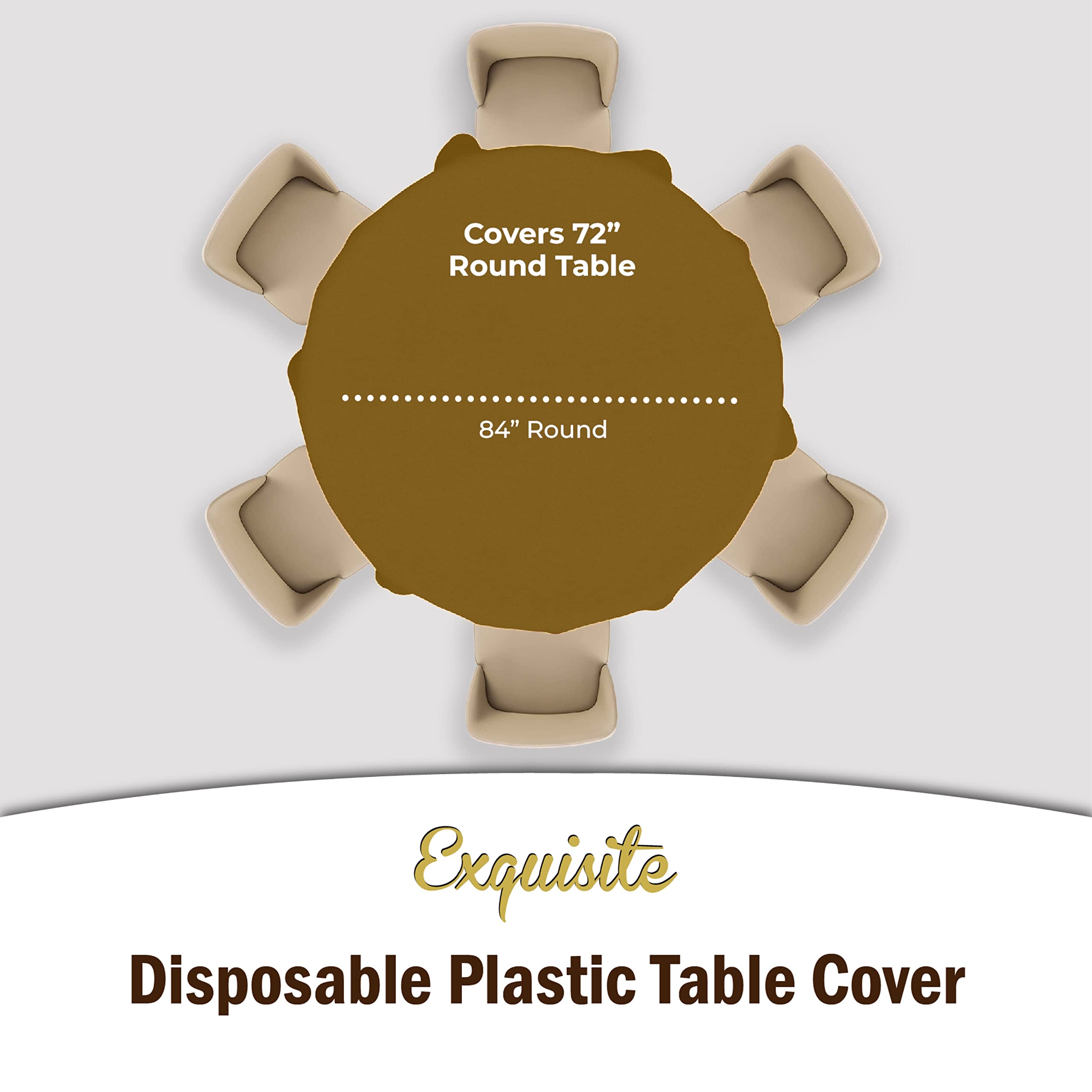 Gold Round Plastic Table Covers | 6 Pack