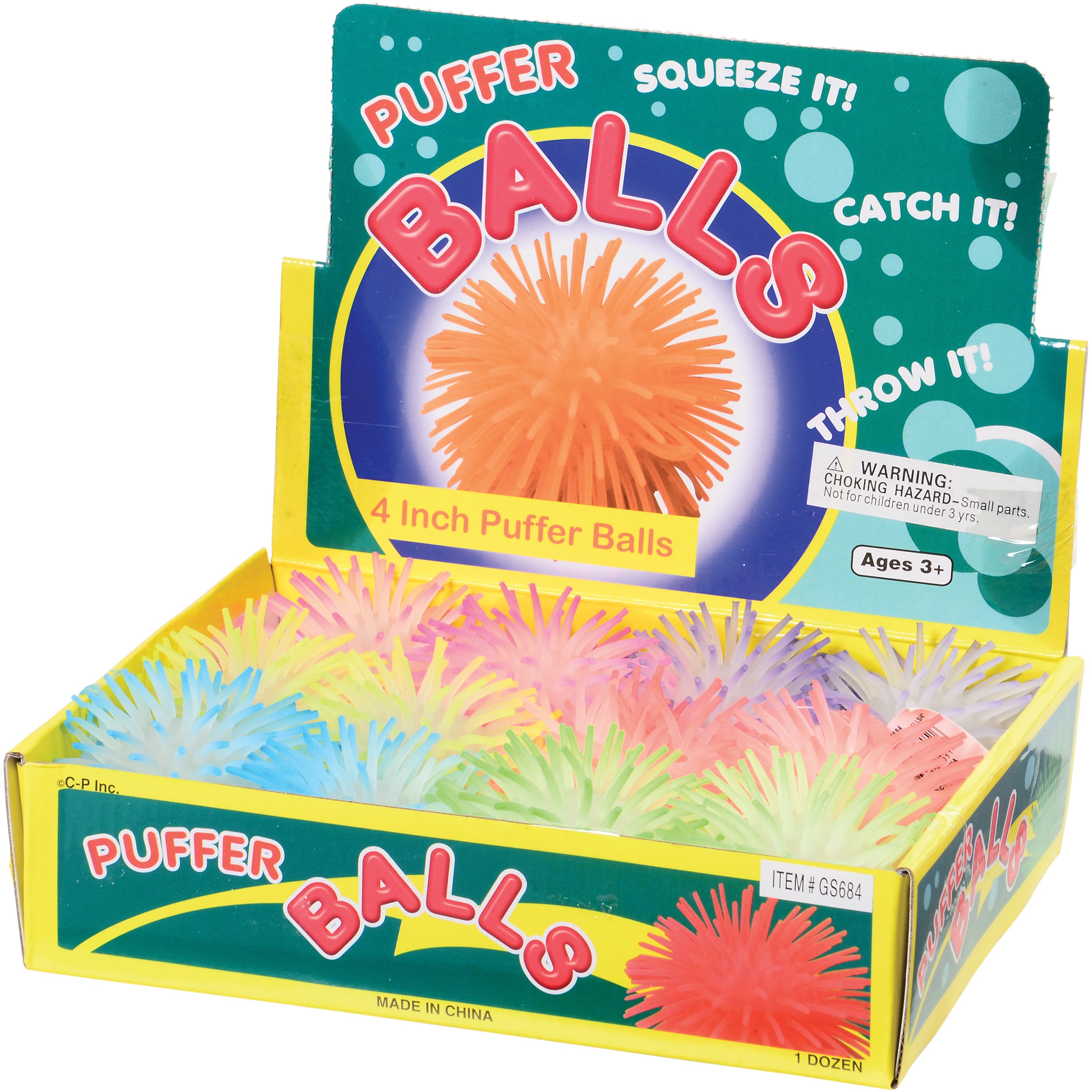 Glow In Dark Puffer Balls/4 In - 12 Count