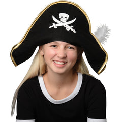 Pirate Hat W/Feather - 1 Count