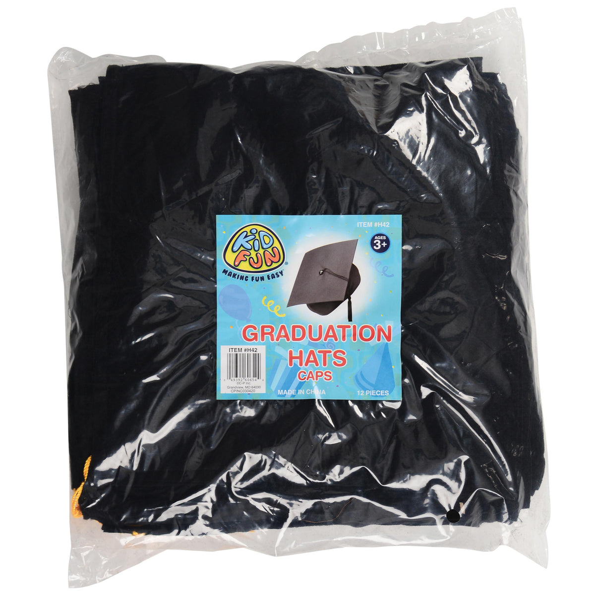 Black Graduation Caps - 12 Count